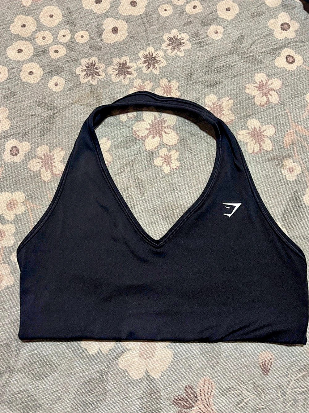 GYMSHARK Light Support Minimal Halterneck Bra Black size L